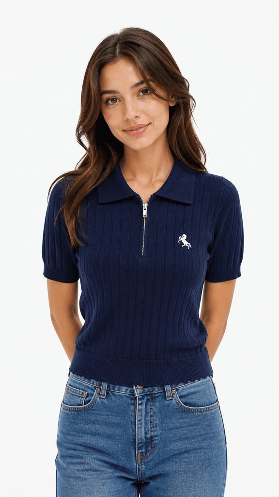 Polo Women's Wool Knit T-Shirt - Navy Blue (Free Size) 1