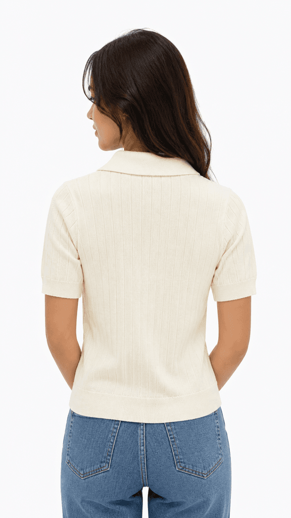 Polo Women's Wool Knit T-Shirt - Off White (Free Size) 2