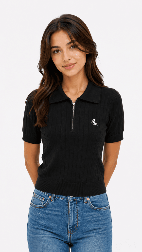 Polo Women's Wool Knit T-Shirt - Black (Free Size) 1