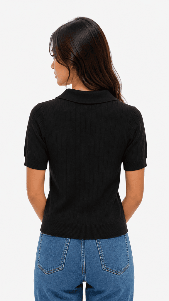 Polo Women's Wool Knit T-Shirt - Black (Free Size) 2