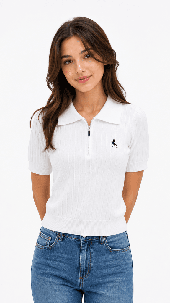 Polo Women's Wool Knit T-Shirt - White (Free Size) 1