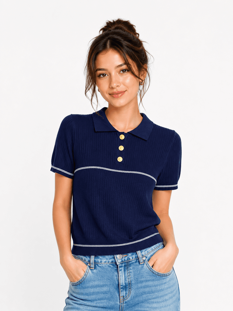 Lord Piana Women's Wool T-Shirt - Navy Blue (Free Size) 1