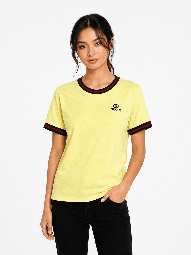 GUGGi Women's Cotton T-Shirt - Yellow (Free Size) 1