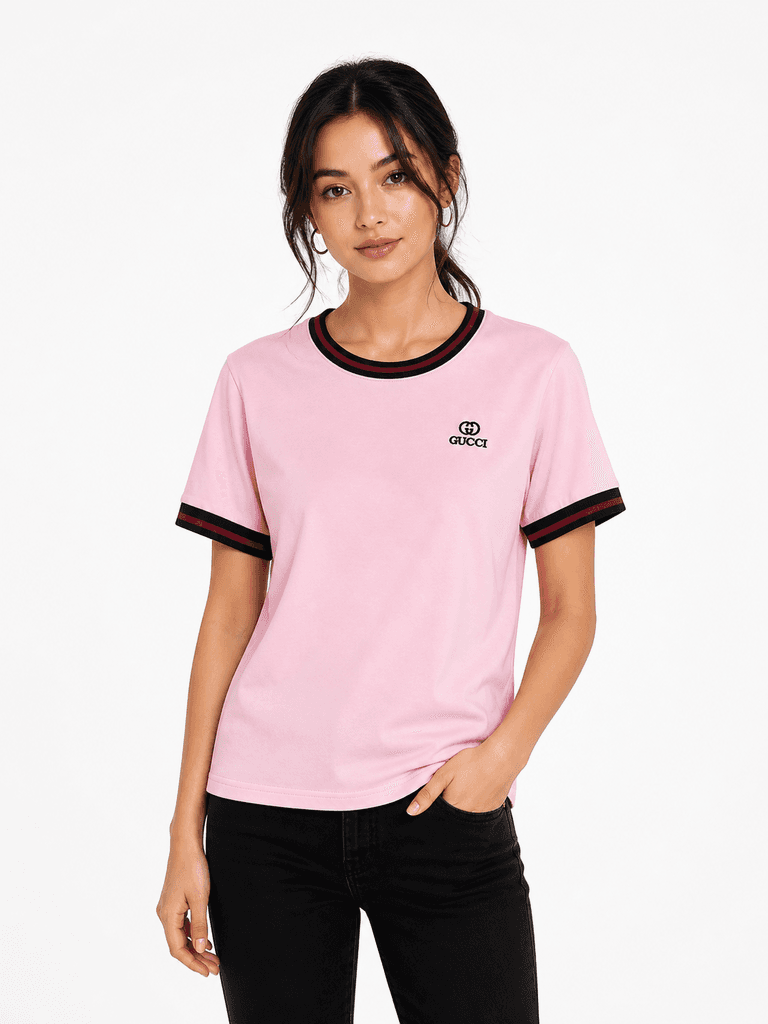 GUGGi Women's Cotton T-Shirt - Light Pink (Free Size) 1