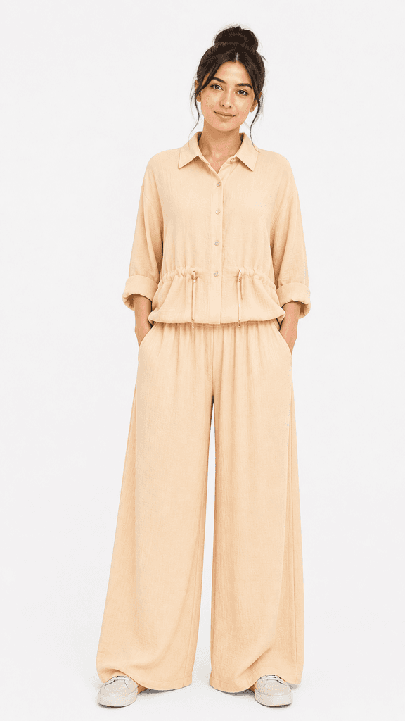 BLY Women's Two-Piece Shirt & Pants Set - Cream (S) 1