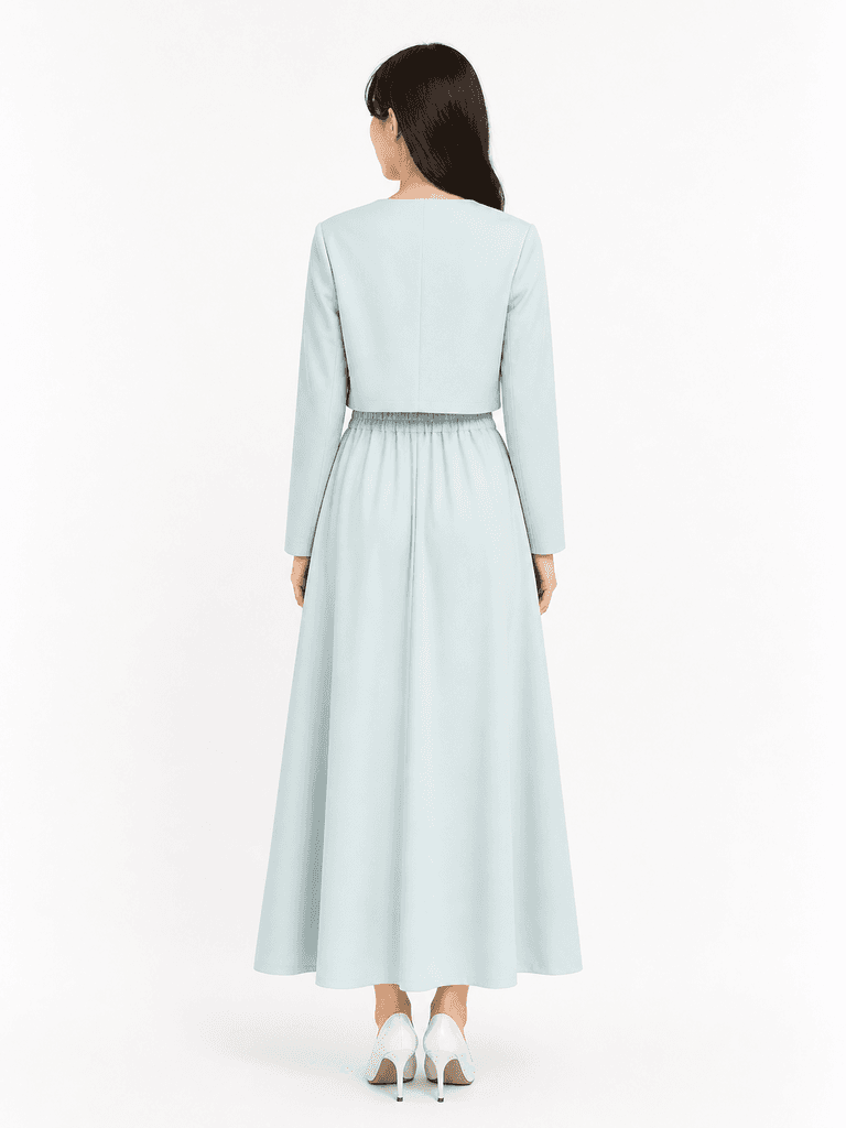 B7 Women's Cotton Skirt & Jacket Set - Light Blue (Free Size) 2