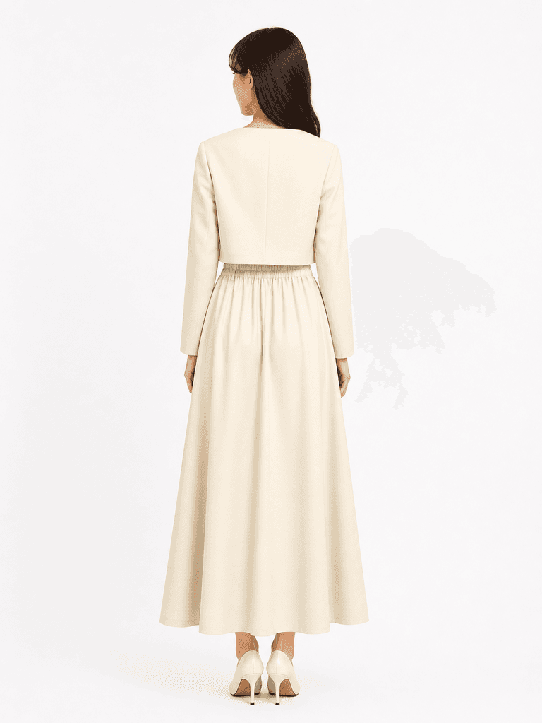 B7 Women's Cotton Skirt & Jacket Set - Off White (Free Size) 2