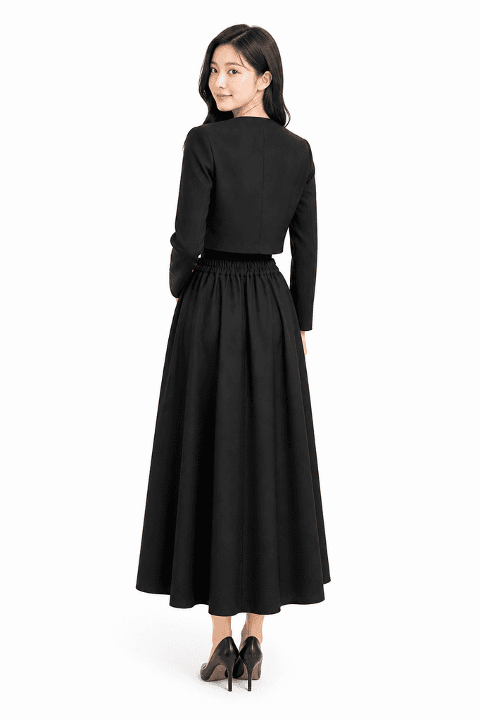 B7 Women's Cotton Skirt & Jacket Set - Black (Free Size) 2