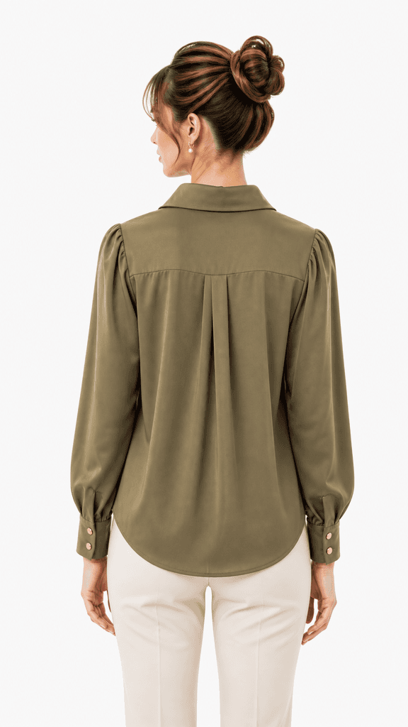 BOYUAN Women's Satin Shirt - Dark Green (Free Size) 2