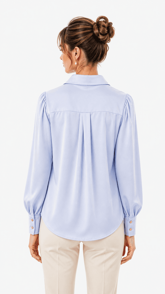 BOYUAN Women's Satin Shirt - Light Blue (Free Size) 2
