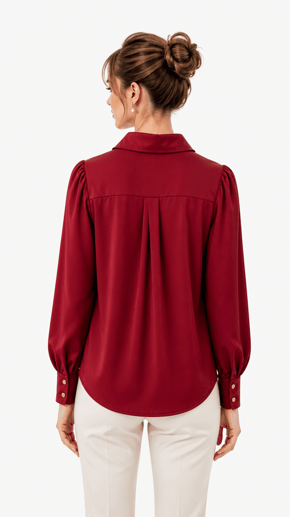 BOYUAN Women's Satin Shirt - Dark Red (Free Size) 2