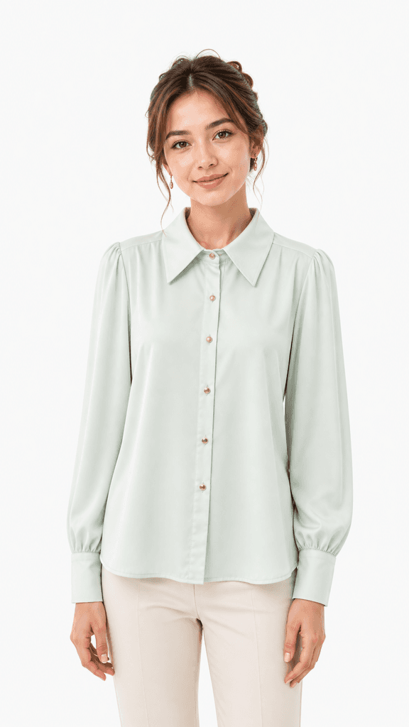 BOYUAN Women's Satin Shirt - Light Green (Free Size) 1
