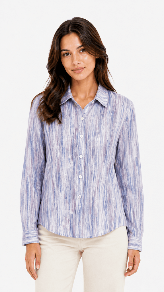 ROMA BRAND Women's Cotton Shirt - Light Purple (S) 1