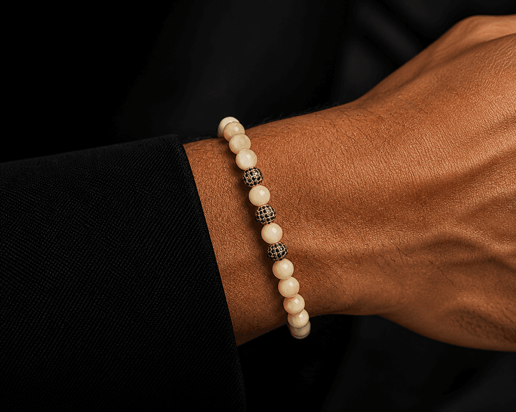 Men’s Natural Stone Bracelet - Cream 1