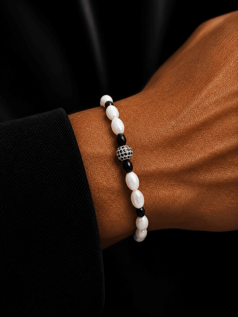 Men's Natural Stone Bracelet - White 1