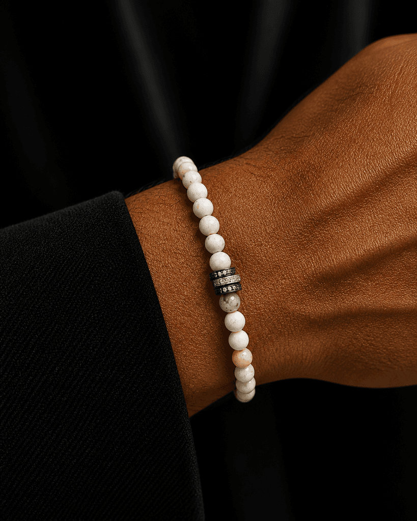 Men's Natural Stone Bracelet - White 1