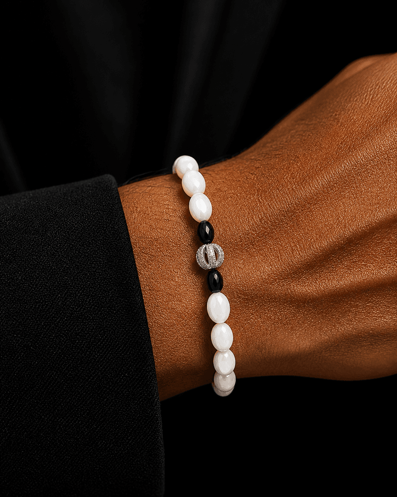 Men's Natural Stone Bracelet - White 1