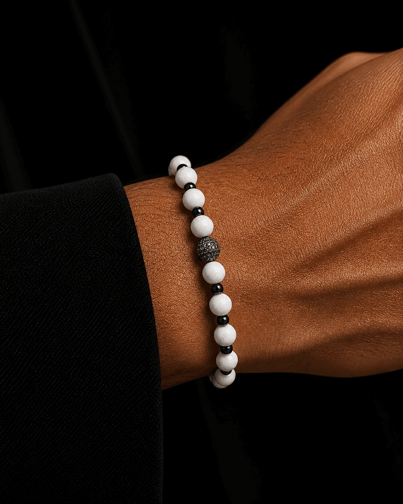 Men's Natural Stone Bracelet - White 1