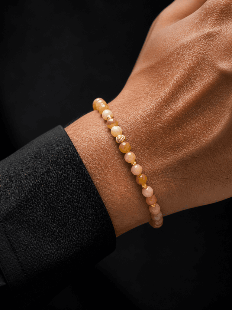 Men's Natural Stone Bracelet - Light Brown 1
