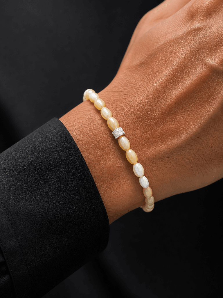 Men's Natural Stone Bracelet - Light Brown 1
