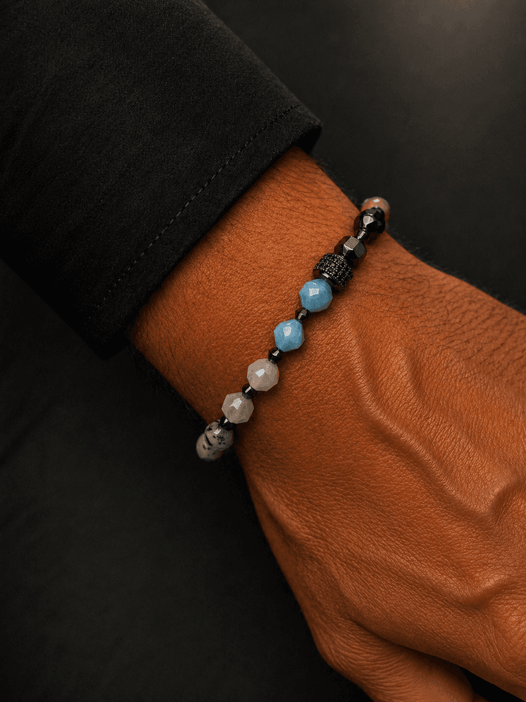 Men's Natural Stone Bracelet - Light Blue 1