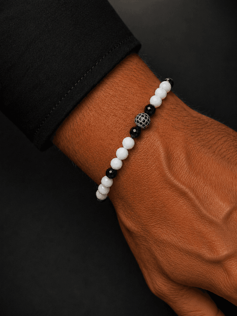 Men's Natural Stone Bracelet - White 1