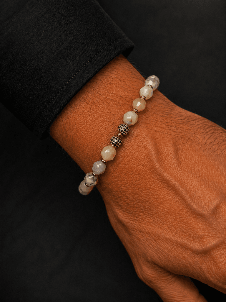Men's Natural Stone Bracelet - Light Brown 1