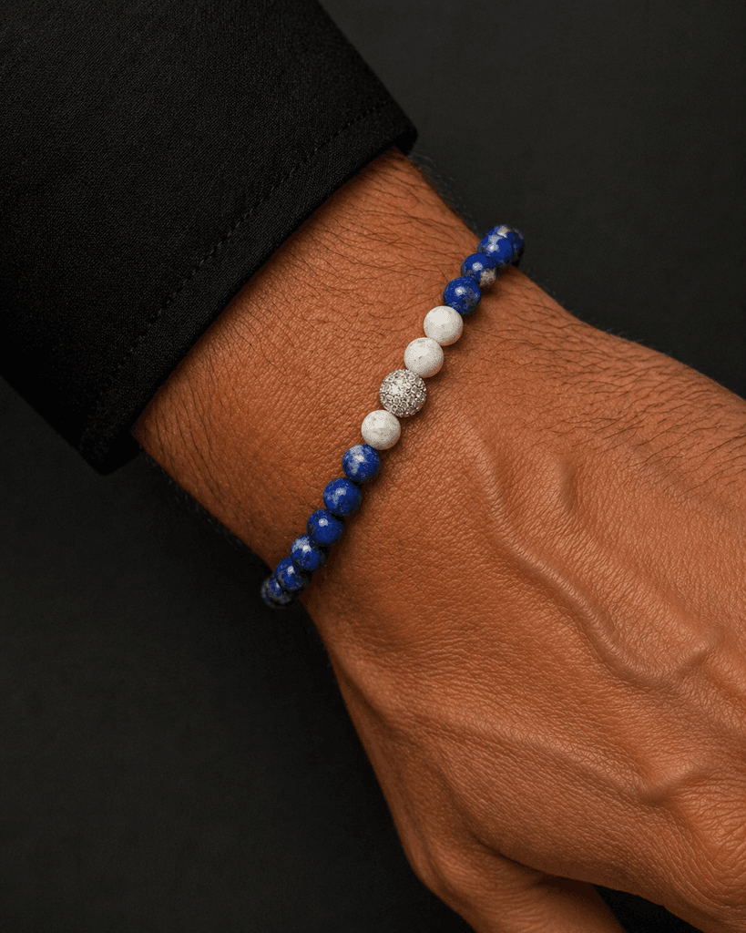 Men's Natural Stone Bracelet - Navy Blue 1