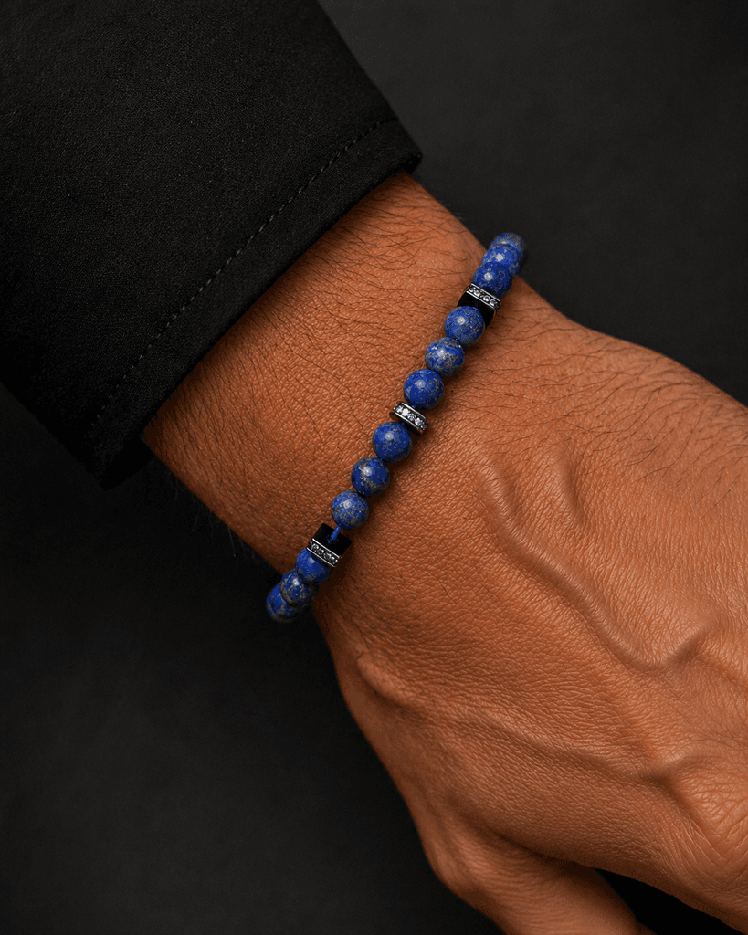 Men's Natural Stone Bracelet - Navy Blue 1