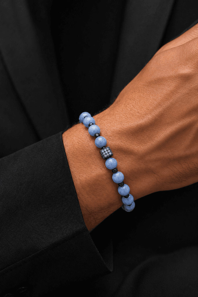 Men's Natural Stone Bracelet - Light Blue 1