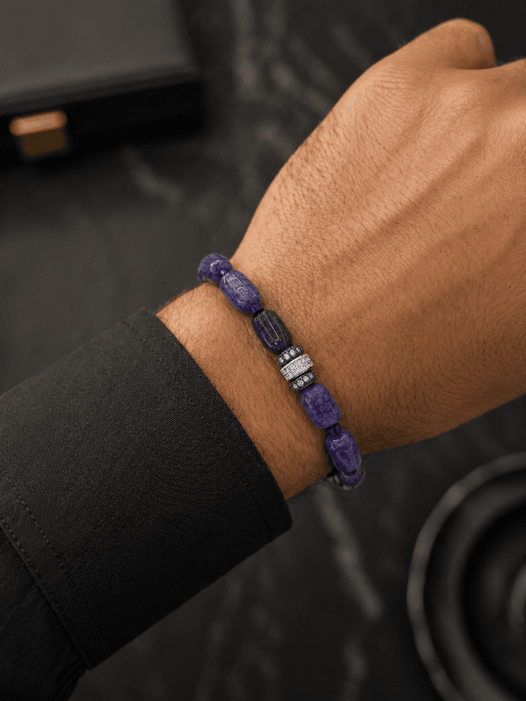 Men's Natural Stone Bracelet - Dark Purple 1