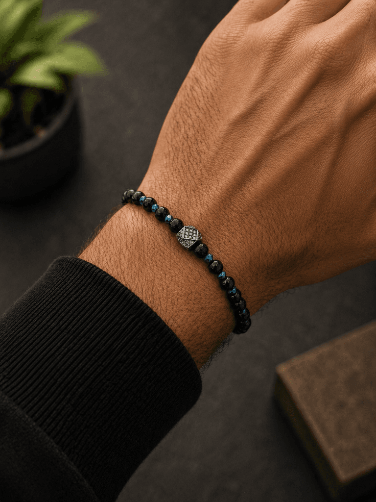 Men's Natural Stone Bracelet - Black 1