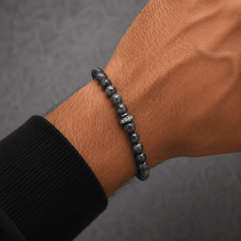 Men's Natural Stone Bracelet - Dark Gray 1