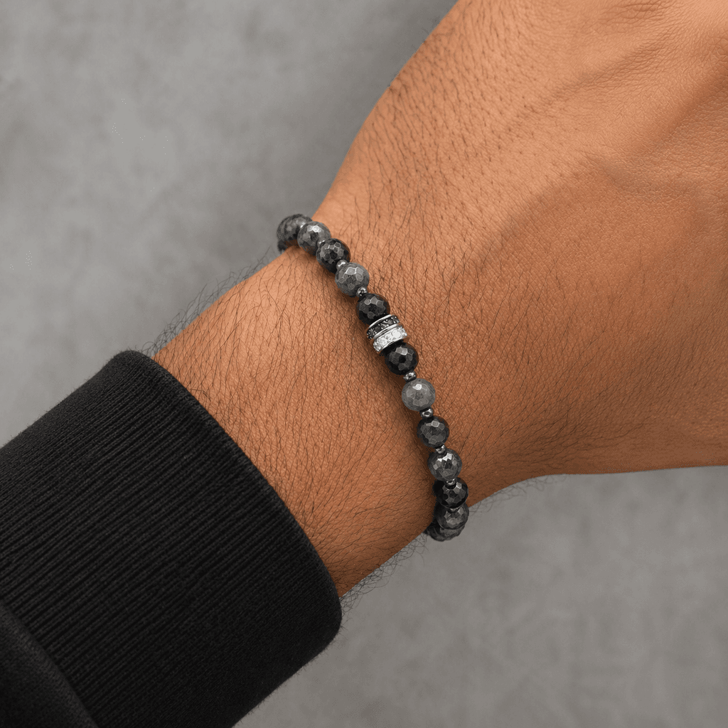 Men's Natural Stone Bracelet - Dark Gray 1