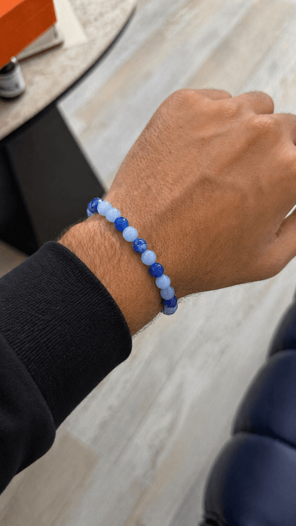Men's Natural Stone Bracelet - Light Blue 2