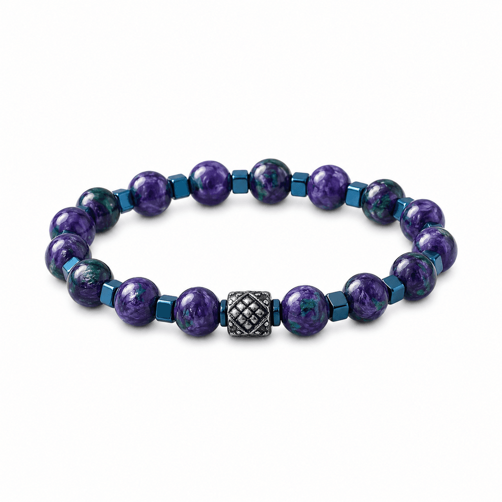 Men's Natural Stone Bracelet - Dark Purple 1