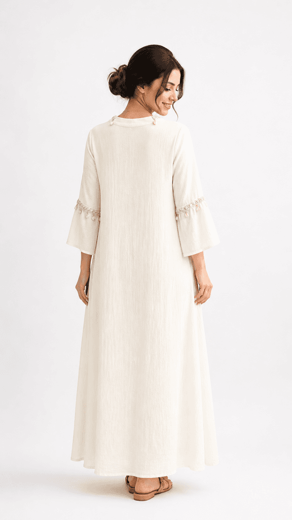 Elegant Off-white Women's Dress - Premium Natural Raw Fabric Design (Free Size) 2
