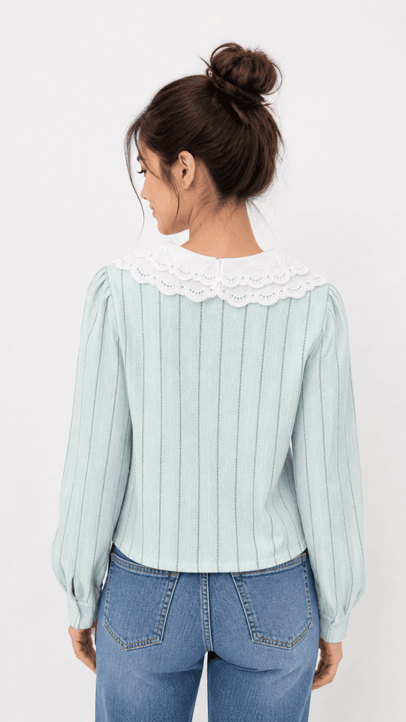 Women's Breathable 100% Cotton Casual Shirt - Light Blue (Free Size) 2
