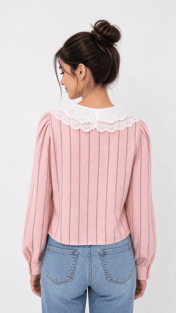 Women's Breathable 100% Cotton Casual Shirt - Light Pink (Free Size) 2