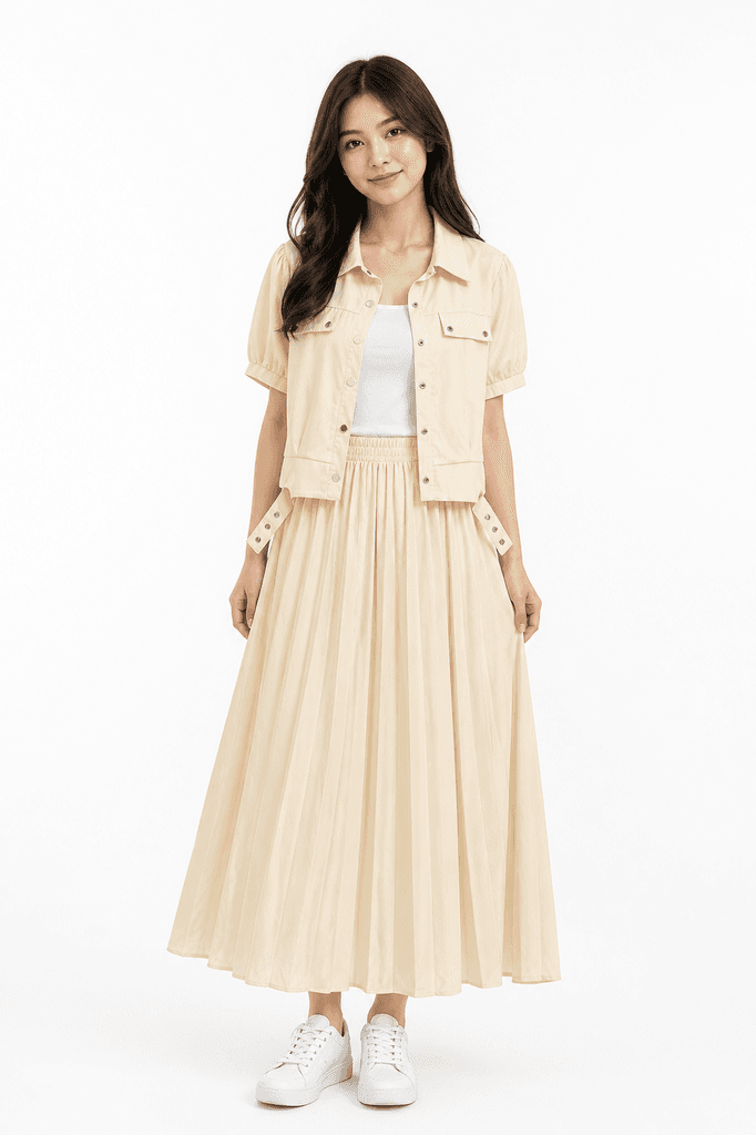 Women's 3-Piece Cotton Outfit Set - Cream (Free Size) 1