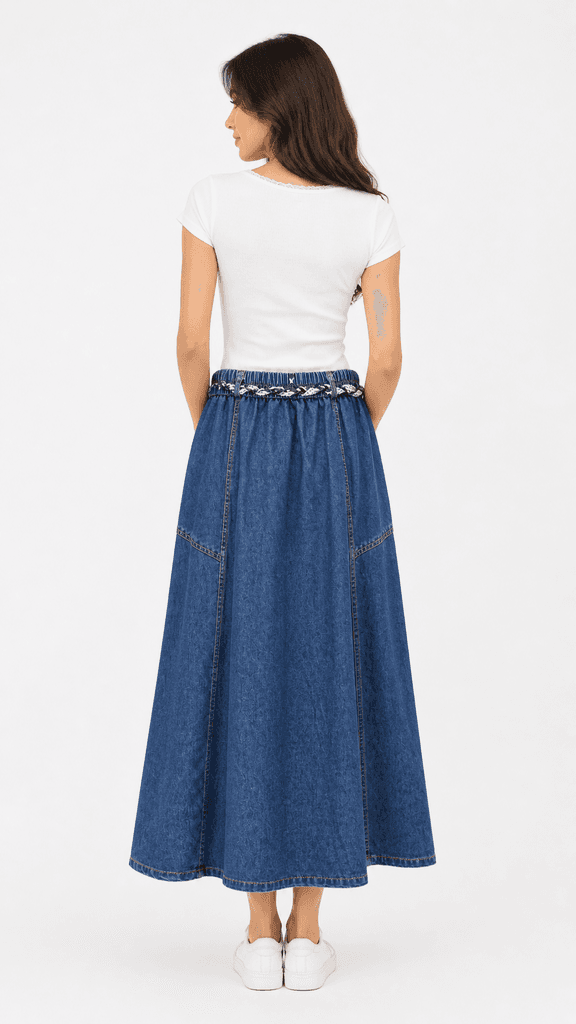 Women's Classic Cotton Casual Skirt - Blue (Free Size) 3