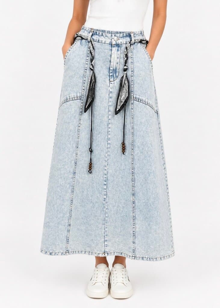Women's Classic Cotton Casual Skirt - Light Blue (Free Size) 1