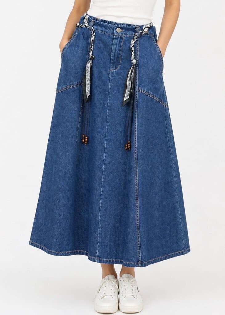 Women's Classic Cotton Casual Skirt - Blue (Free Size) 1
