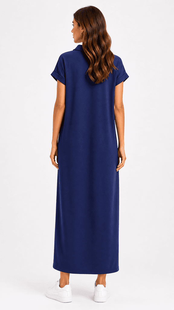 HDY Premium Cotton Women's Casual Dress - Navy Blue (Free Size) 2