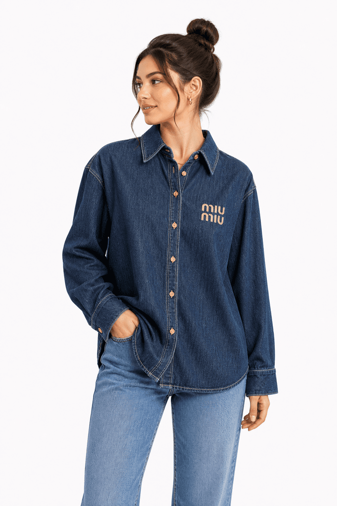 Miu Miu Women's Premium Denim Shirt - Denim (Free Size) 1