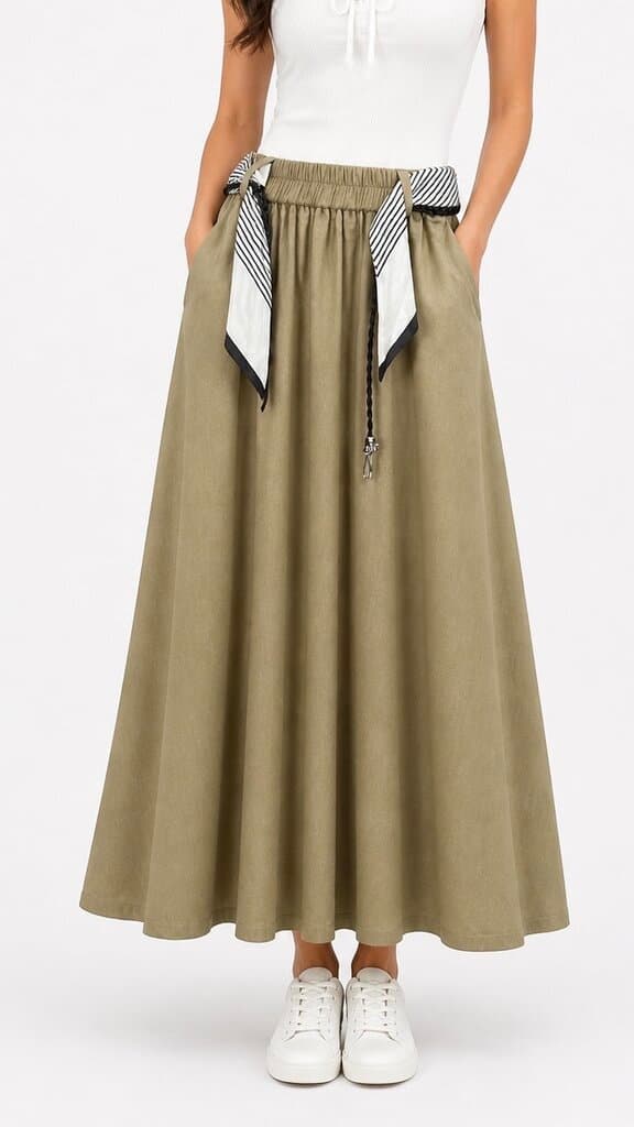Versatile Women's Cotton Skirt - Light Brown (Free Size) 1