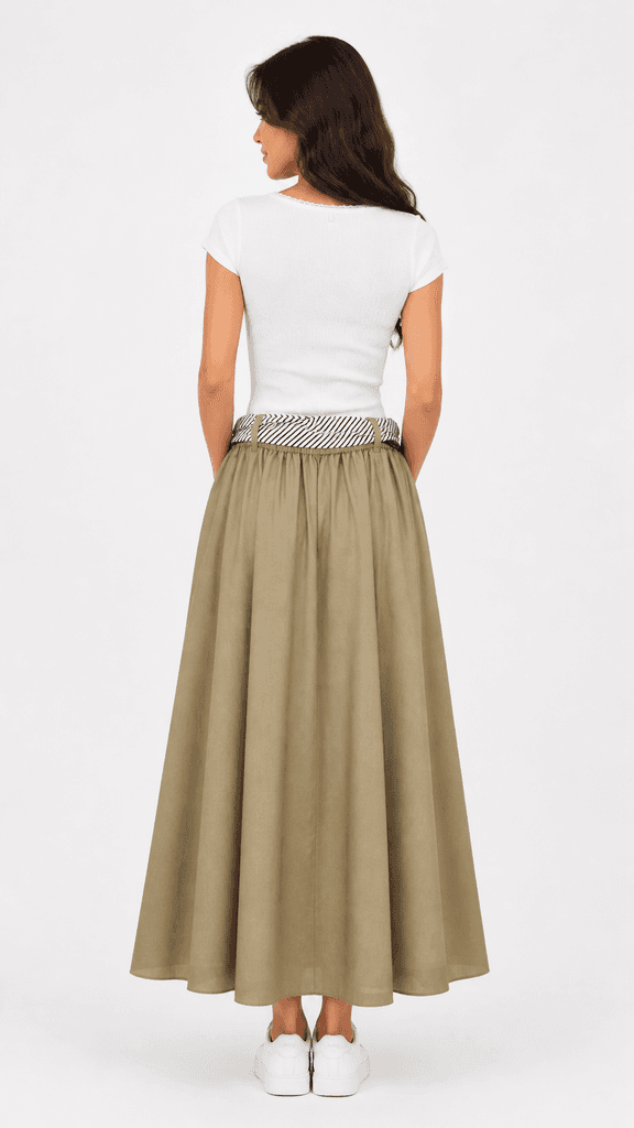 Versatile Women's Cotton Skirt - Light Brown (Free Size) 3