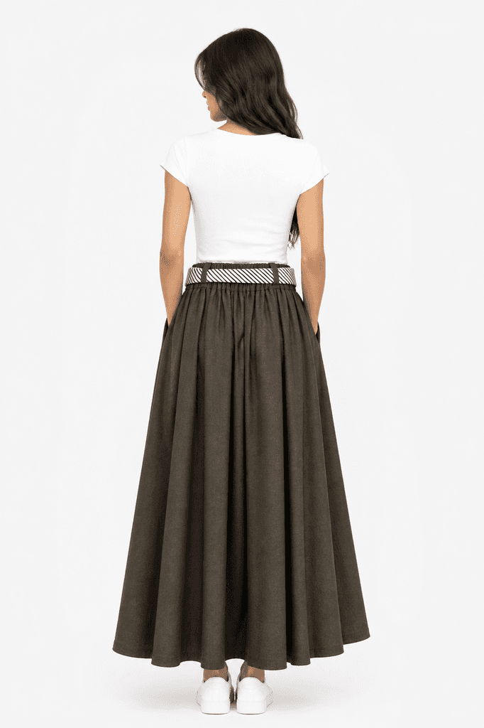 Versatile Women's Cotton Skirt - Dark Brown (Free Size) 3