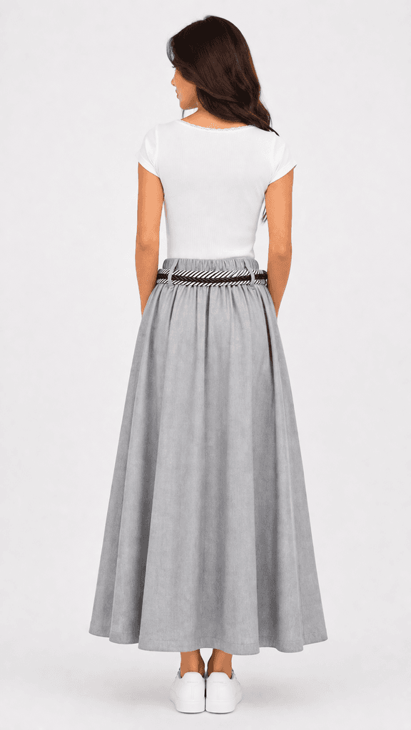 Versatile Women's Cotton Skirt - Light Gray (Free Size) 3