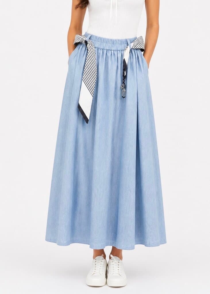 Versatile Women's Cotton Skirt - Light Blue (Free Size) 1